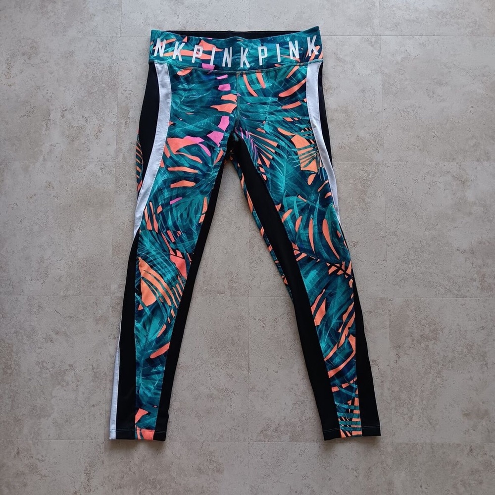 Victoria's Secret PINK Ultimate Tropical Palm/Fern Multicolor Legging Pant NWT